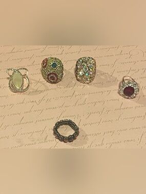 Vintage Cocktail Ring Bundle Chunky Rhinestone Pavé Whimsigoth Statement Lot